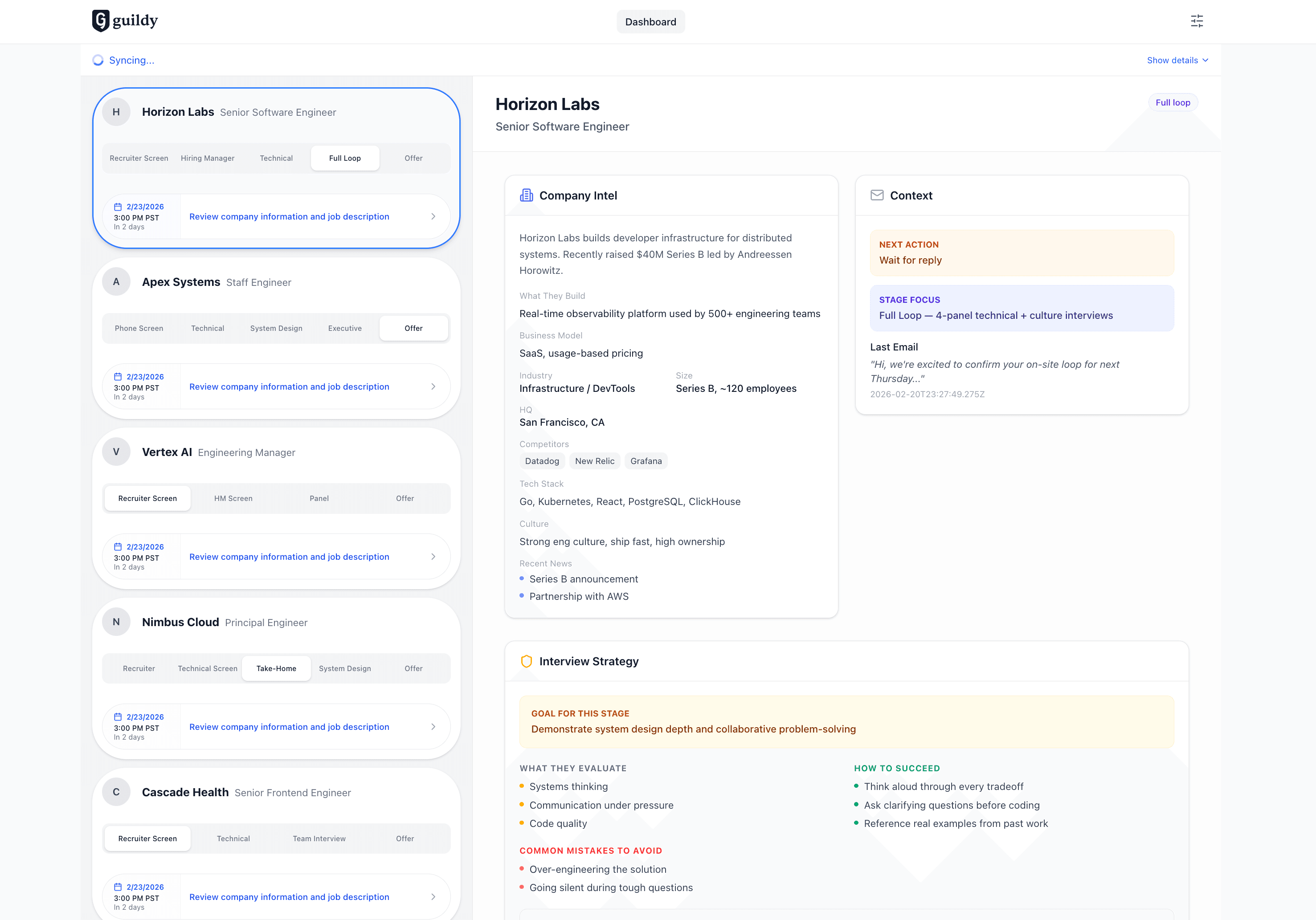 Pipeline board with job details panel